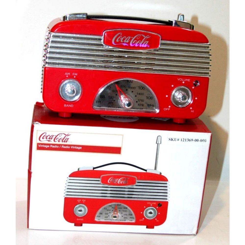 Coca-Cola Vintage Style Am/FM Mini Radio Retro Red Collectible 6" x 3" Tabletop